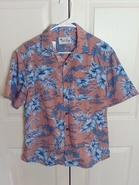 Milano Bay Floral Button Down Shirt Men S‎ Rose Blue New Tropical Camp Collar